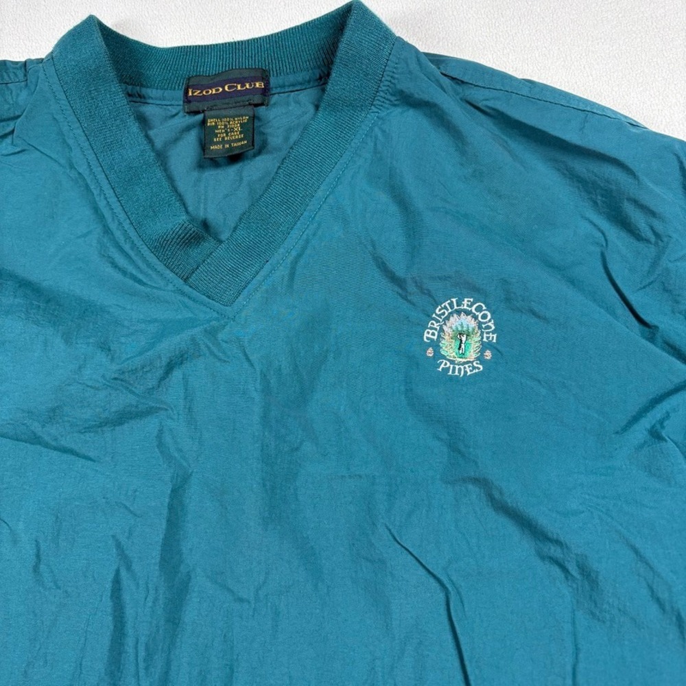 Vtg Y2K Izod Club Mens Packable Windbreaker XL Teal Bristlecone Pines Golf FLAW